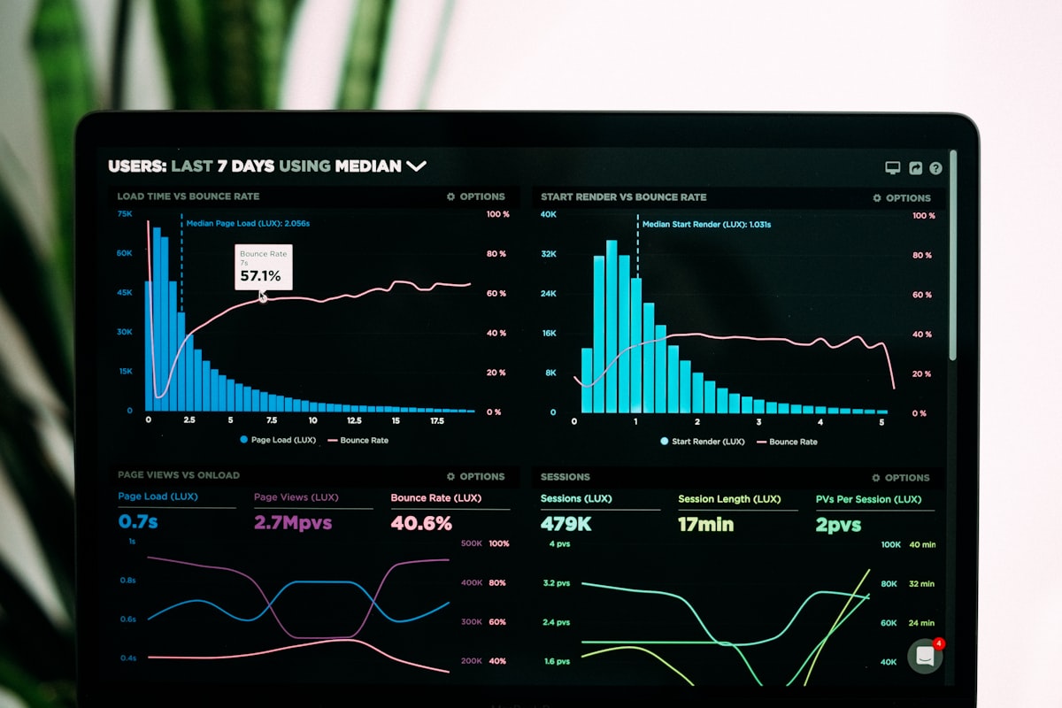 Analytics dashboard showing cash flow charts on a monitor